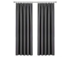 PONY DANCE Rideaux Occultants Thermiques Galon Fronceur - (228 x 228cm LxH, Gris, 2 Panneaux) Rideaux Salon de Fenêtre/Draperie Barrière à lénergie Solaire et Le Rayon UV pour Maison
