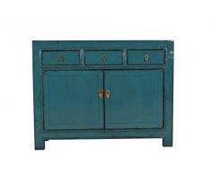 Fine Asianliving Buffet chinois ancien Tiroirs blancs Sarcelle -Gansu