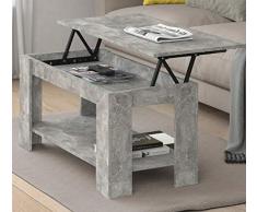Directachat56 Table Basse Gris béton, 100 cm, Plateau relevable, Galion