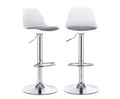 KAYELLES tabourets de Bar Cuisine Design SIG - Lot de 2 chaises de Bar réglable (Blanc - Gris)