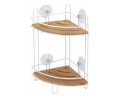 Etagère d'angle de 2 niveaux en bambou - support d'accessoires de salle de bain - à accrocher