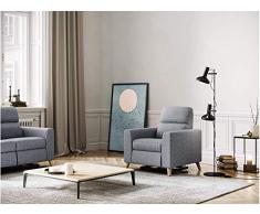 UsineStreet BERKAMTGRPBO1S Fauteuil de Relaxation Manuel Scandinave en Tissu Gris et Pieds Bois Hêtre 86 x 86 x 93 cm