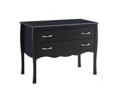 Murano Commode 2 Tiroirs Style Baroque Noir pour Séjour Salon Bureau 100 x 48 x 75 cm