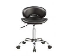 Duhome Elegant Lifestyle Tabouret à roulettes en Similicuir Noir Chaise pivont avec Dossier réglable en Hauteur sélection de Couleur WY-413A