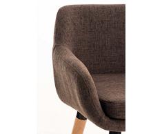 CLP Tabouret de Bar Grant Tissu Design Scandinave I Tabouret de Bar Industriel Dossier et Accoudoirs I Chaise de Bar Ergonomique Pieds en Bois Repose-Pied I Couleur: Marron