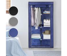 casa pura Armoire de Rangement - Penderie Vetement | Armoire en Tissu | Porte Vetements pour Chambre | Tringle Intégrée | 180 x 88 x 45cm | Bleu