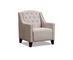 The One Colonial Tissu Fauteuil – Fauteuil de cheminée – Fauteuil Fauteuil – Finition : Tissu Beige – Meuble de Salon