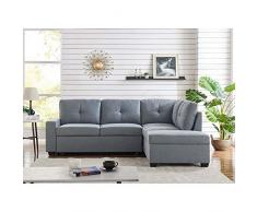 Mobilier Deco Canapé D’Angle avec Coffre De Rangement Convertible en Tissu Gris - Angle Droit - Denver