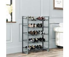 SONGMICS Porte-chaussures Empilable, Étagère à chaussures de 5 Niveaux, Treillis métallique, Organisateur de chaussures à plat ou à l’ incliné pour 15-20 Paires de chaussures, Gris foncé LMR005GB