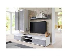 Mastercook Meuble TV et de Salon Suspendu Design - Blanc et béton