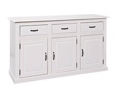 Inter Link Commode bahut bas buffet Pin massif vernis blanc antique