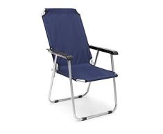 Relaxdays 10020074 Chaise de camping pliante fauteuil de jardin pliable balcon terrasse siège de camping plage festival, bleu foncé 92 x 55 x 75 cm