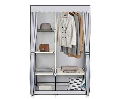 YOOKEA Armoire Tissu Oxford avec Tringle à Vêtements et Fermeture Éclair, Penderie en Tissu Lavable, Armoire de Rangement Pliable 170 x 105 x 45 cm , Charge Maximale 15 KG, Lavable, Gris