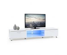 OneConcept Keira - Banc/Meuble TV Bas avec lumières dambiance LED - 2 tiroirs pour Un Grand Espace de Rangement et Tablette en Verre - éclairage 21 Couleurs