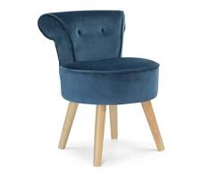 IDMarket - Fauteuil Crapaud en Velours Bleu