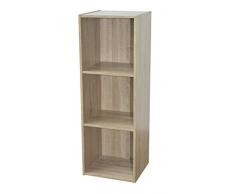 Compo Meuble de Rangement 3 Casiers Bibliothèque Etagères Cubes Chêne 91 x 31 x 29,5 cm
