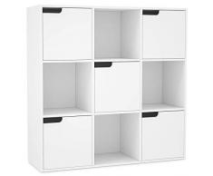 Homfa Meuble de Rangement Bibliothèque Etagère en Bois (9 Cubes)
