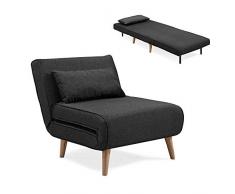 Mobilier Deco Fauteuil scandinave Convertible en Tissu Noir