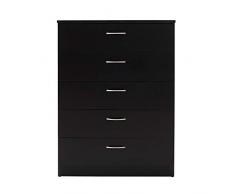 Kokey-xy Commode de Chambre Meuble de Rangement avec Colonne 5 tiroirs 89 x 67 x 33 cm (Noir)
