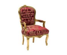 WAY HOME STORE Fauteuil Baroque Luigi Or et Rouge