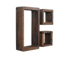 Lot de 3 du lookShabby rétro Lounge cube étagère murale étagère en bois massif brun foncé