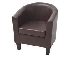 Festnight Fauteuils Cabriolet en Cuir Artificiel Noir/Marron