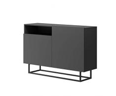 MEUBLO Commode Industrielle Moderne et Intemporel avec Porte en Bois MDF Dimensions Gris Blanc Beige TURNO KT (Graphite, 120)