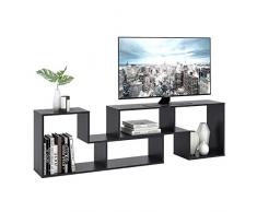 DEVAISE Meuble TV Bibliothèque en Bois de Salon Combinaisons Multiples 110cm L x 29cm l x 51cm H 2 pièces (d'épaisseur de 15mm) Noir