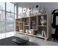 Home Innovation - Étagère Murale Rangement pour Livres, bibliothèque Salon - Séjour, Contemporaine, séparation-Division, Montage Horizontal et Vertical. Chêne Clair brossé, Dimensions: 68,5x161x25cm.