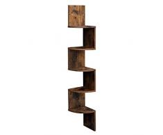 VASAGLE Étagère dangle, Style Industriel, Étagère Murale, Étagère en Forme Zigzag, Bibliothèque, Vintage LBC20BX