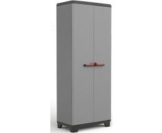 KETER | Armoire haute Stilo, Gris/Noir/Rouge, Cabinets, 68x39x173 cm