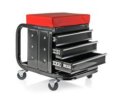 deiwo Tabouret datelier avec roulettes Capacité de Charge env. 135 kg, 48 x 35 x 43 cm, tiroirs DREI pour Outils.