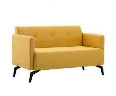 vidaXL Canapé à 2 Places Revêtement en Tissu Jaune Salon Sofa Salle de Séjour