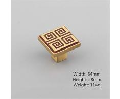 Poignées en arcMOODSC cuivre pur nouvelle porte Cabinet chinois poignée avant Cabinet en laiton pleine européen Bouton tiroir Hardware Trou Antique Bonnetière Poignée américaine,GoldenKnob