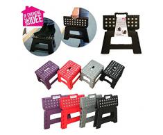Je Cherche Une Idee KB19501 Marché Pied Pliable Plastique Noir/Gris/Rouge/Violet 29 x 22 x 22 cm