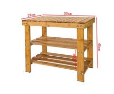 SoBuy FSR02-K-N Etagère à chaussures, Banquette en bambou haute de gamme, Rangement chaussure/salle de bain, Petit modèle L50xP29xH45cm (vernis naturel)
