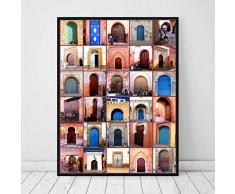 REDWPQ Art Moderne Mur Antique Porte Maroc Peinture sur Toile Affiches Artwork Photos Imprimé pour Salon Salle De Bains Décoration de La Maison 40X60 Cm sans Cadre