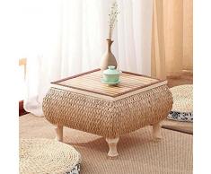 Table à thé en rotin fait main en bois massif table basse de balcon japonais table dapprentissage de baie vitrée (Size : 43 * 43 * 30cm)