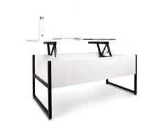 FRANKYSTAR Table basse de style industriel en acier et bois moderne avec plateau relevable