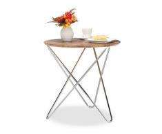 Relaxdays Table d’appoint ronde petite table basse en bois look vintage pieds croisés cadre en métal HxlxP: 59 x 60 x 60 cm, nature