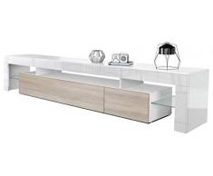 Vladon Meuble TV Bas Lima V2, Corps en Noir/Façades en Avola-Champagne