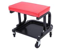 Zidao Chaise De Garage, Siège Datelier Tabouret À roulettes De Travail Tabouret De Mécanicien pour Automobile Barbecue Voyage Pêche,Rouge