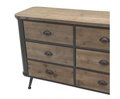 chemin_de_campagne Commode Bahut Enfilade Industrielle Bois Fer à Tiroirs 119 cm x 79.50 cm x 39.50 cm
