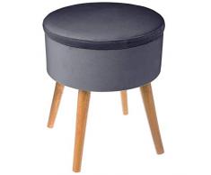 Atmosphera - Tabouret Coffre Velours Gris foncé