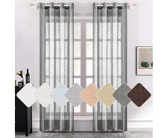 MIULEE 2 Panneaux Couleur Pure Rideaux Lin Transmittance Rideau De Fenêtre Transparents Lisse Élégant Panneaux Lin Imitation Voile De Fenêtre Rideaux Traitement pour Chambre Salon 140x225cm