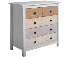 VS Venta-stock Commode 5 tiroirs dans Les tiroirs Blancs et Multicolores
