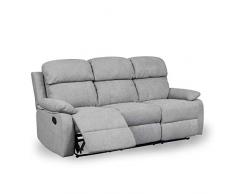 DecoInParis Canapé Relax 3 Places en Tissu Keaton (Gris)
