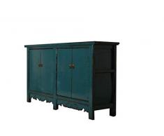 Fine Asianliving Buffet chinois ancien Blanc deux Dressoirs Teal -Gansu