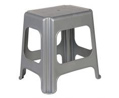keeeper Maxi-Tabouret, Plastique Robuste (PP), 41 x 33,5 x 42,5 cm, Max, Argent