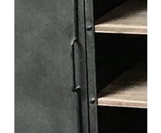 Enfilade à Roulettes Bahut Console Buffet Industriel Campagne Bois et Fer